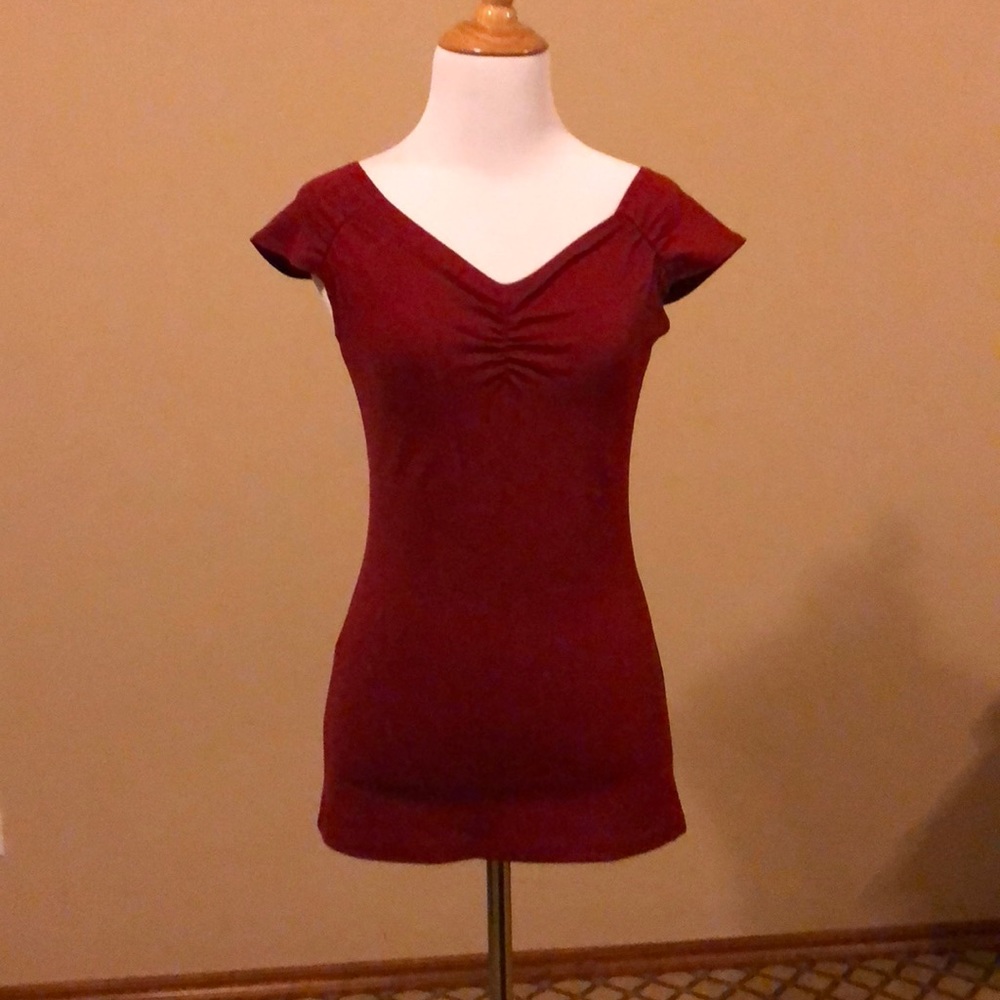 Deep Red Stretch Retro Top